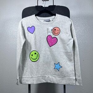 The Children’s Place Kids Gray Sweatshirt with Colorful Patches Size 14 XL